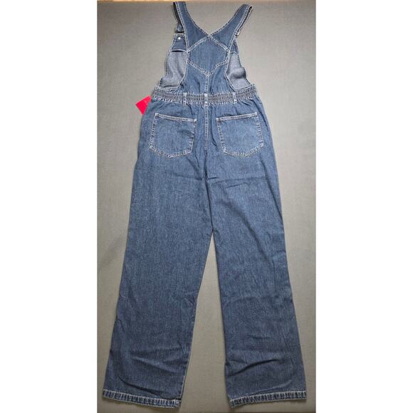 Gloria Vanderbilt VTG Y2K Bib Blue Denim Jeans Overalls Wide Leg Size Medium NEW - Picture 2 of 6